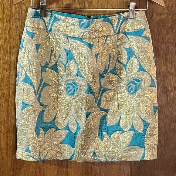 Trina Turk Dresses & Skirts - TRINA TURK Gold & Turquoise Blue Skirt Sz 6